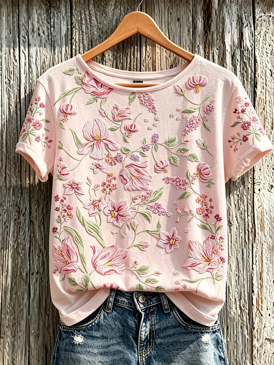 Pink Flower Cotton T-Shirt - Support Breast Cancer Awareness Month, Breast Cancer Awareness Shirt