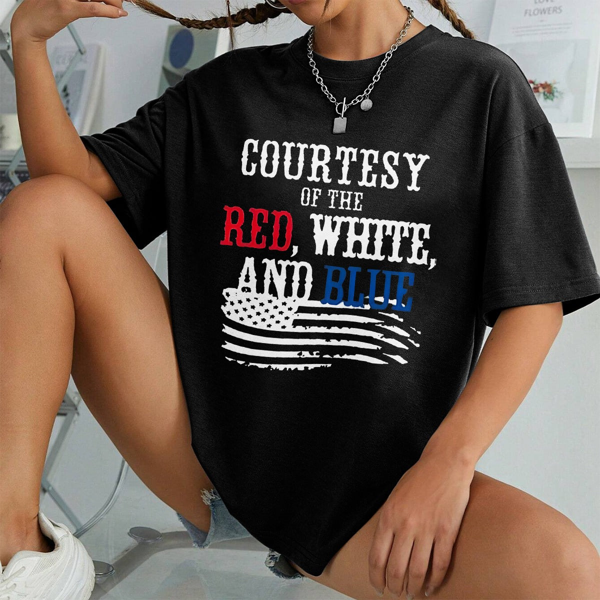 Courtesy Of The Red White And Blue Shirt, Patriotic Country Music Tee, 4th Of July Shirt