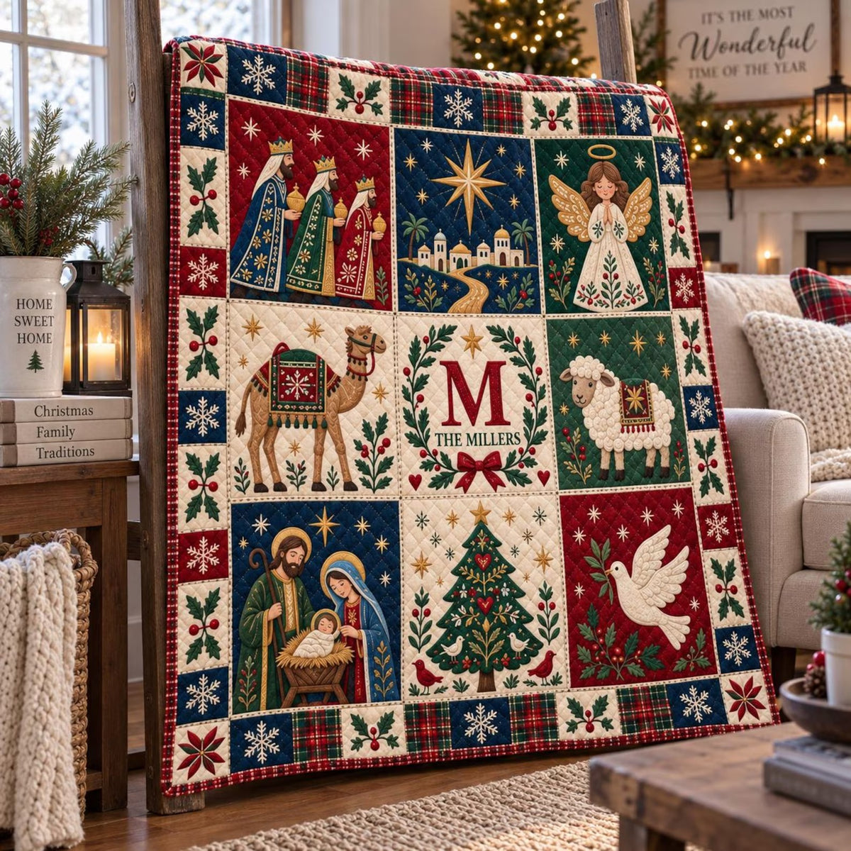 Custom Nativity Christmas Quilt Blanket, Christian Christmas Gift, Holiday Home Decor