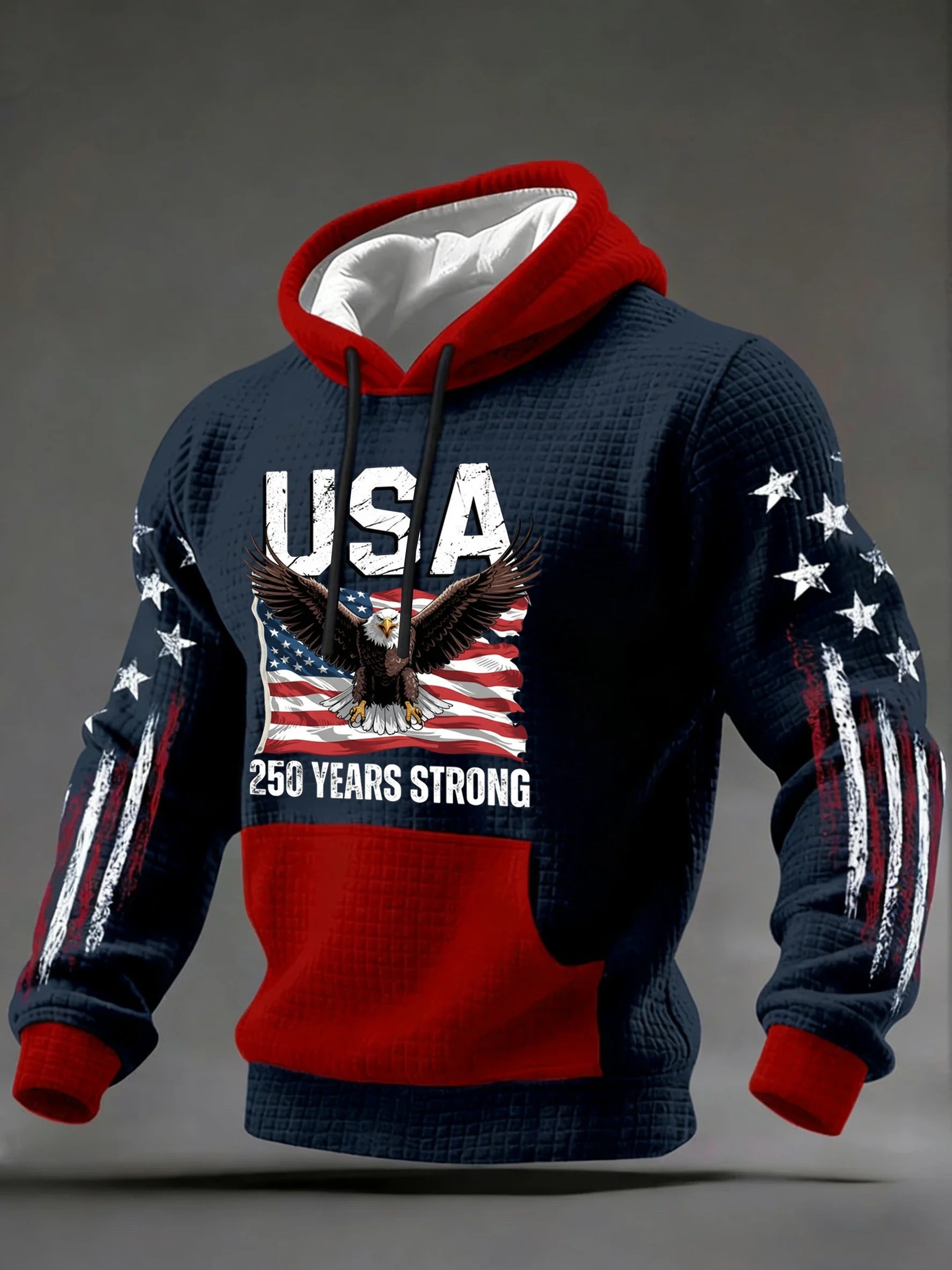 USA 250 Years Strong American 250th Hoodie, Independence Day Apparel, Hooded Jumper 4th Of July Gift