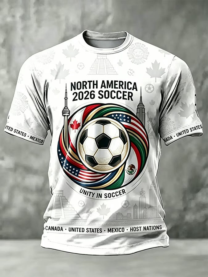 North America 2026 Soccer T-Shirt Print, Men's V-Neck T-Shirts, Football Lover We Are 26 Soccer Shirt