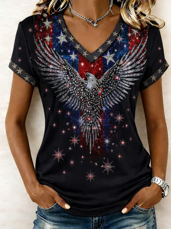Patriotic Eagle America 250 Years V-neck Shirt, USA 250th Anniversary T-Shirt, Independence Day 2026 Gift