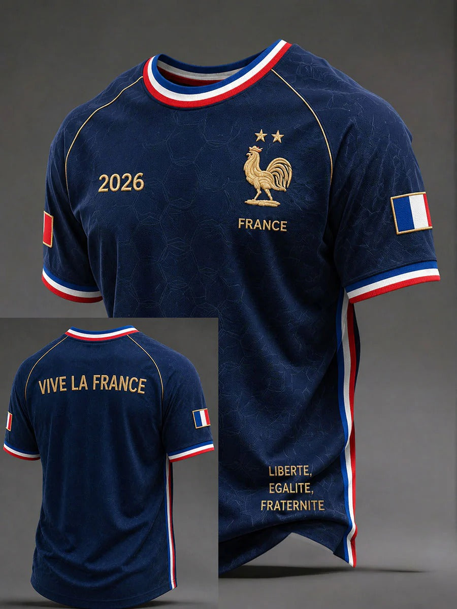 Vive La France Printed Football Shirt, France National Team Tee, Soccer Fan Jersey