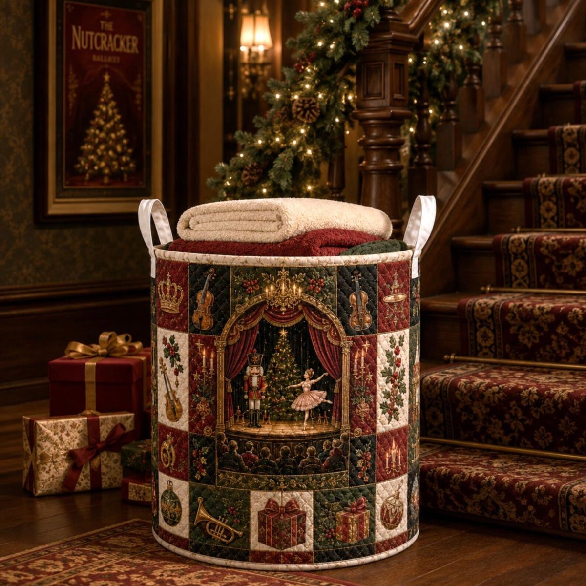 Christmas Nutcracker Ballet Laundry Basket, Laundry Hamper, Christmas Gift For Mom