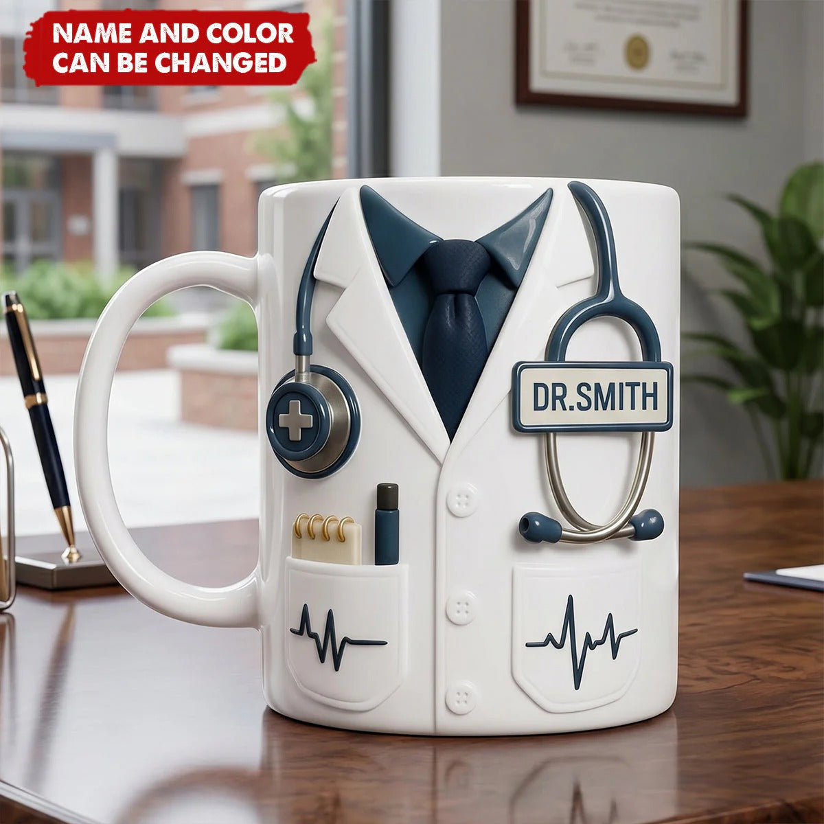 Doctor Coat Design, Mug With Name – Personalized Custom Coffee Mug, Doctor Gift, Nurse Gift