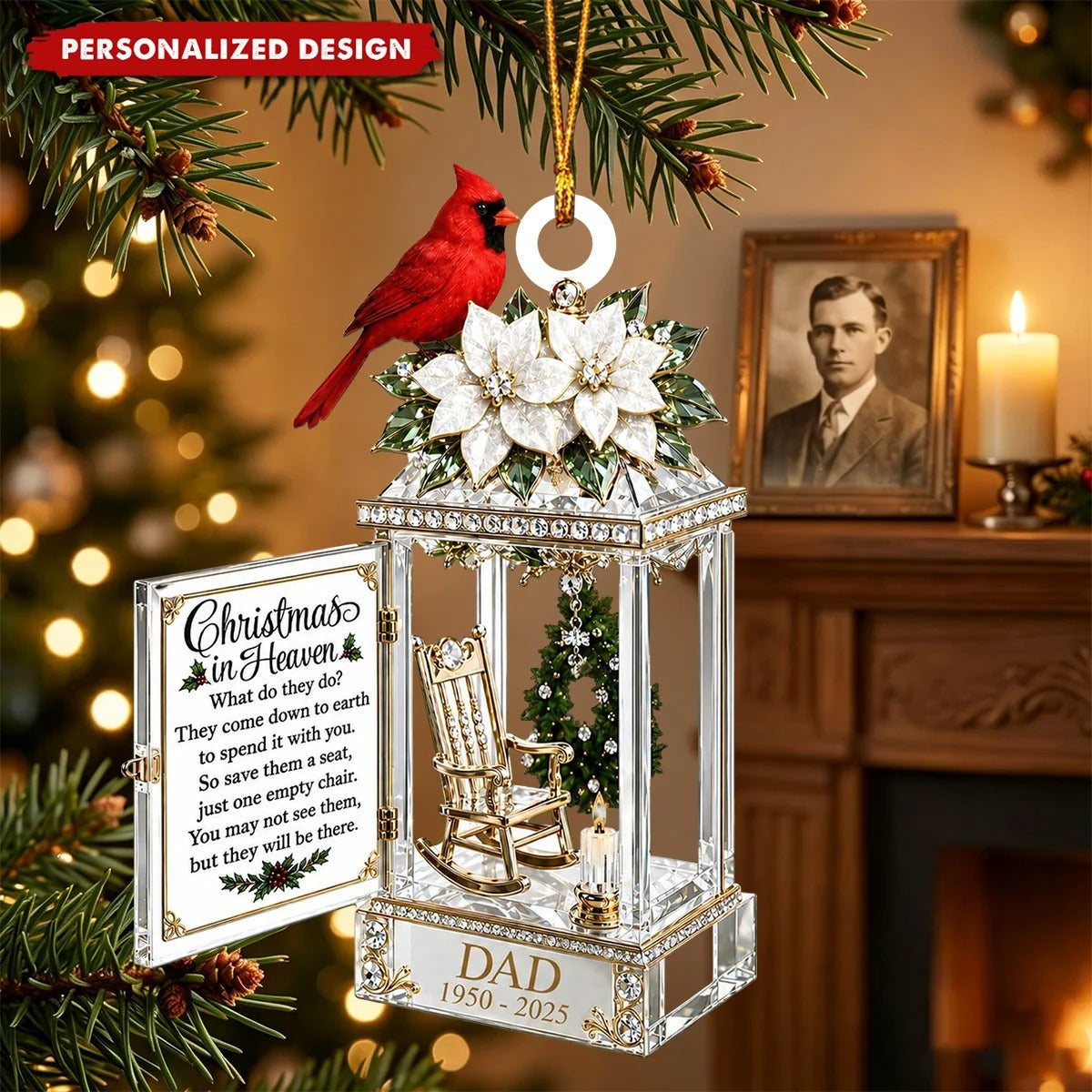 Christmas In Heaven Memorial Acrylic Ornament, Memorial Ornament, Sympathy Gift For Loss