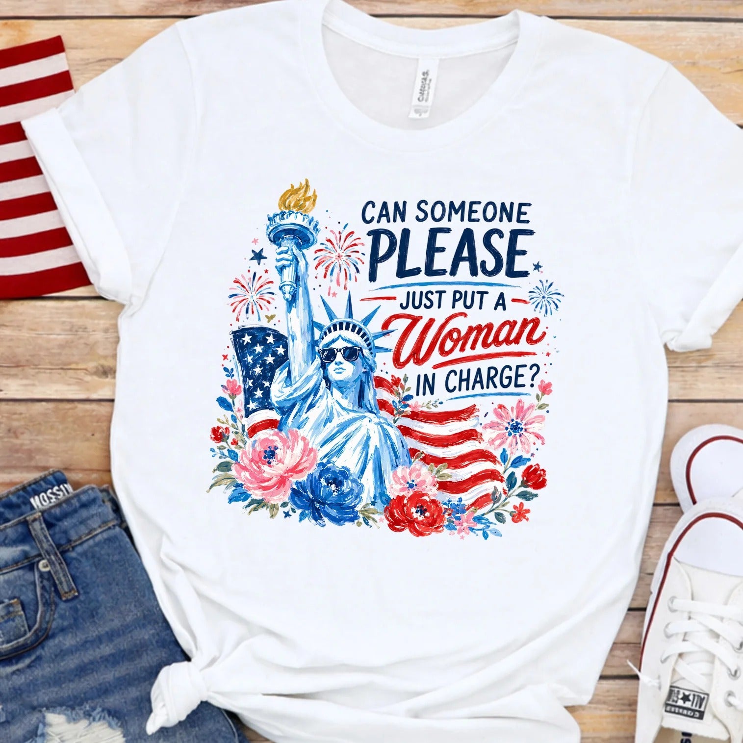 Woman In Charge Shirt, Liberal Patriotic 4th of July Shirt, Feminist America 250th Anniversary Tee