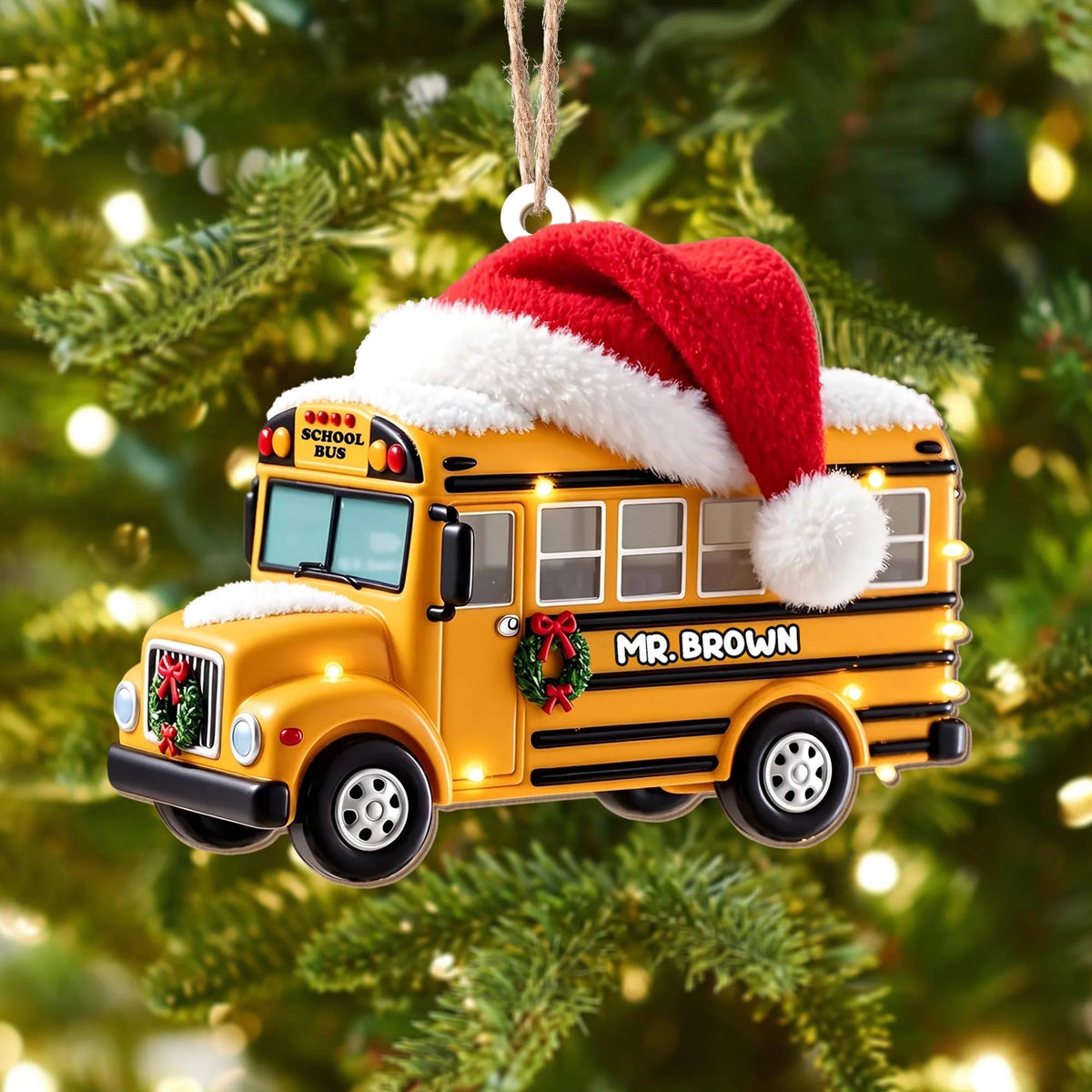 Personalized School Bus Christmas Ornament, Teacher Christmas Gift, Acrylic Ornament