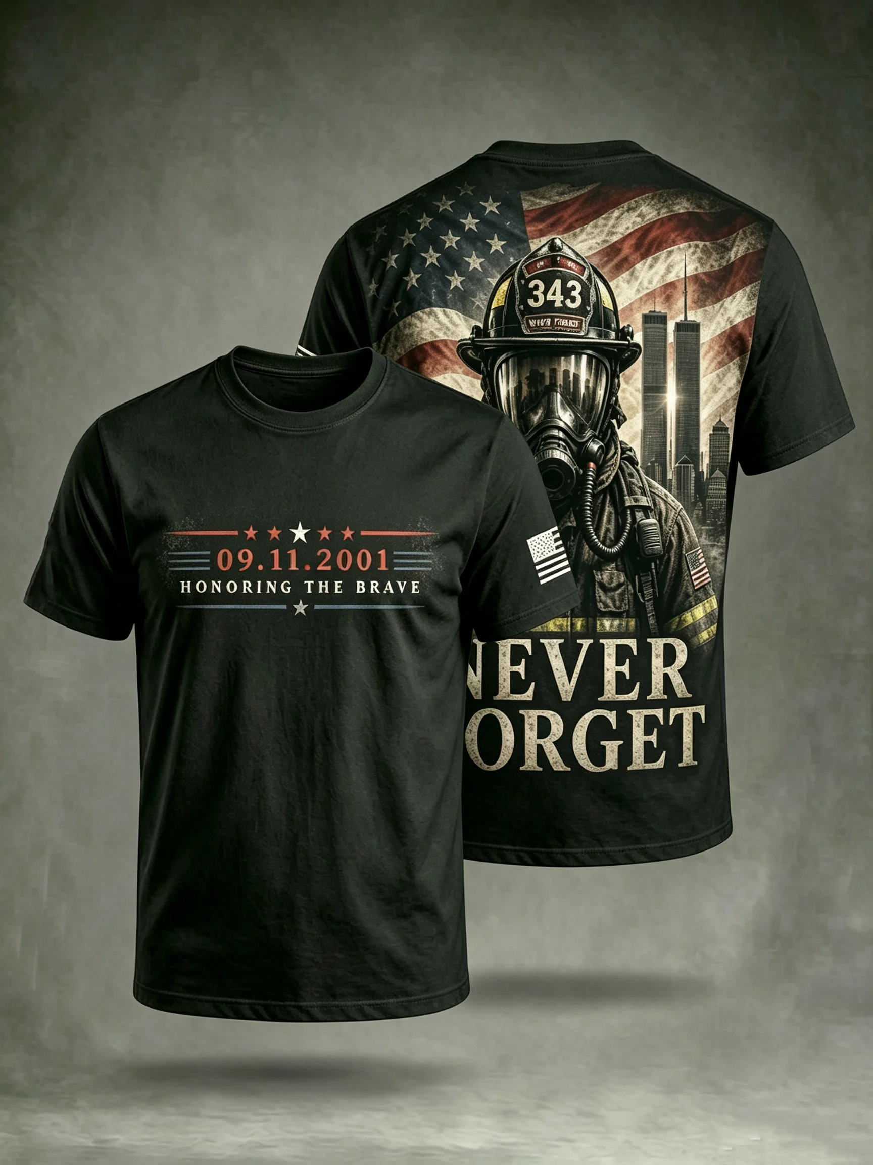 343 Firefighter Honoring The Brave 9 11 Shirt, Memorial Shirt For Men, Graphic T-Shirt