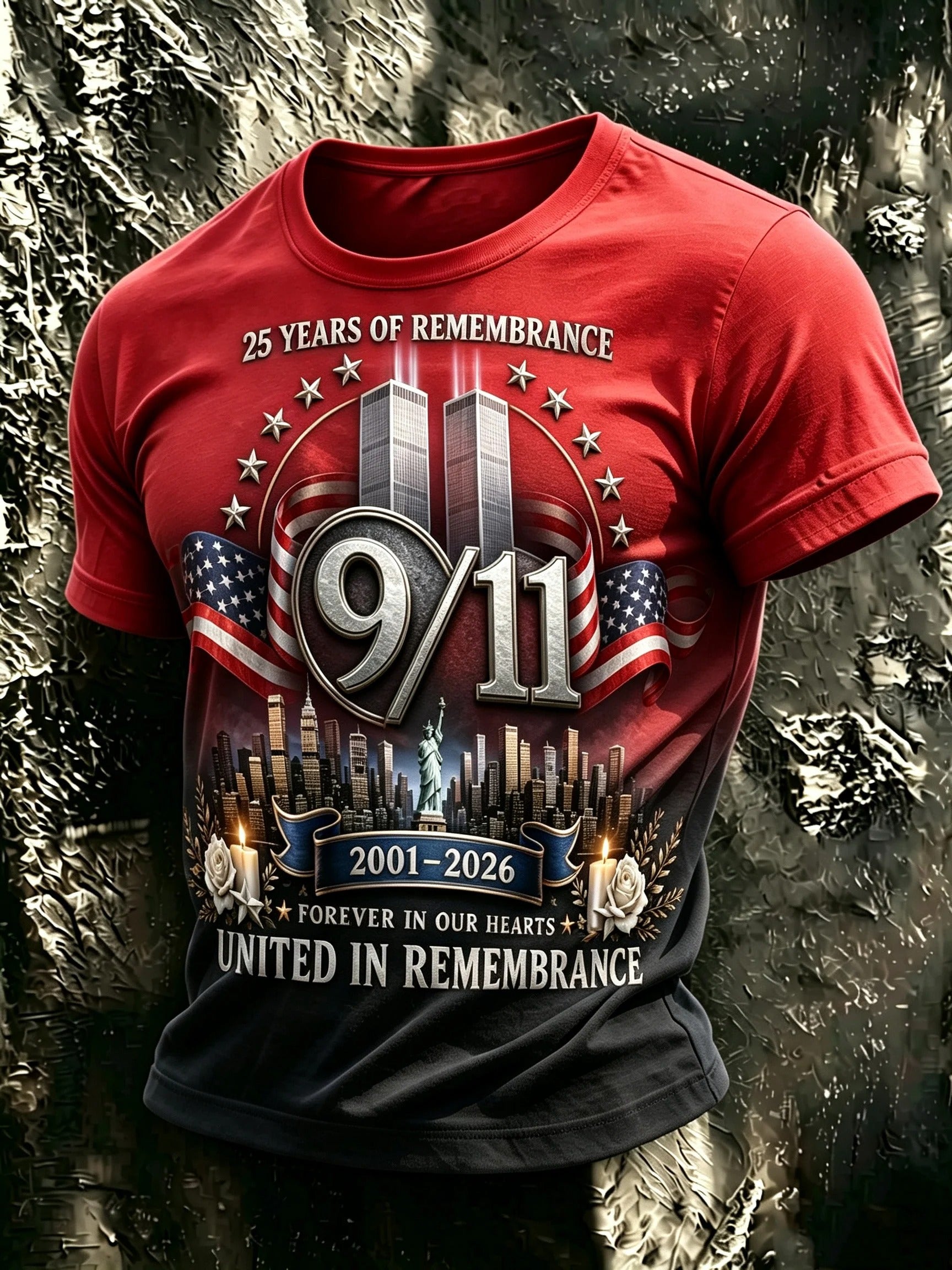 25 Years Of Remembrance 9/11 Tribute Shirt, Graphic T-Shirt For Men, Memorial Shirt