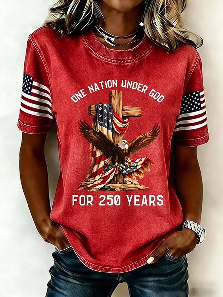 One Nation Under God Eagle Cross Patriotic Shirt, Americana Shirt, America 250 Years Shirt