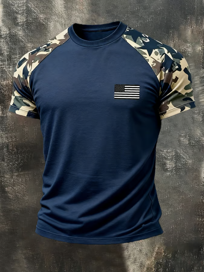 Retro Camo Navy Patriotic Golf Shirt, 4th Of July Golf Shirt, Golf Shirts For Men, 250th Anniversary Golf T-Shirt
