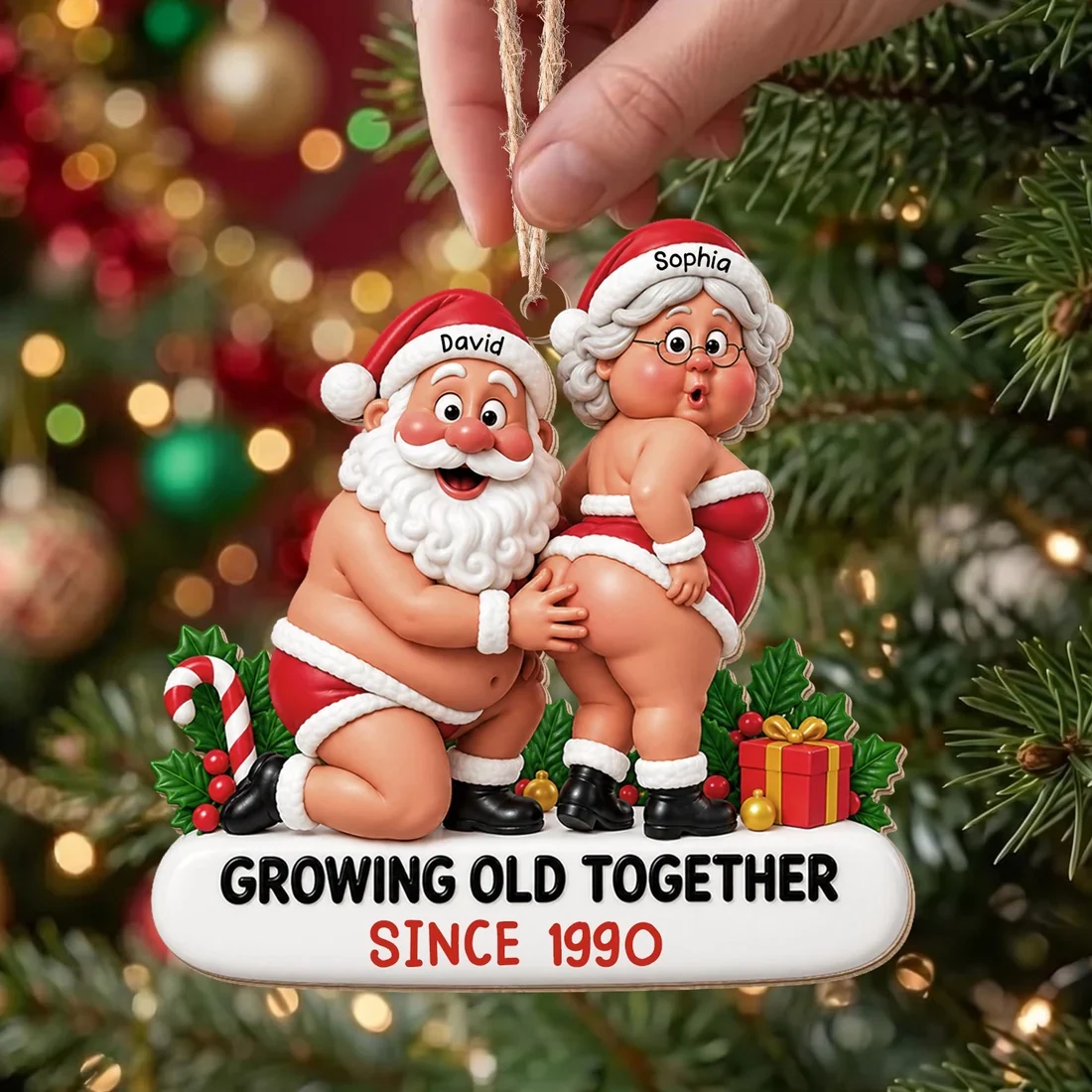 Growing Old Together Wood Ornament, Personalized Couple Ornament, Christmas Gift