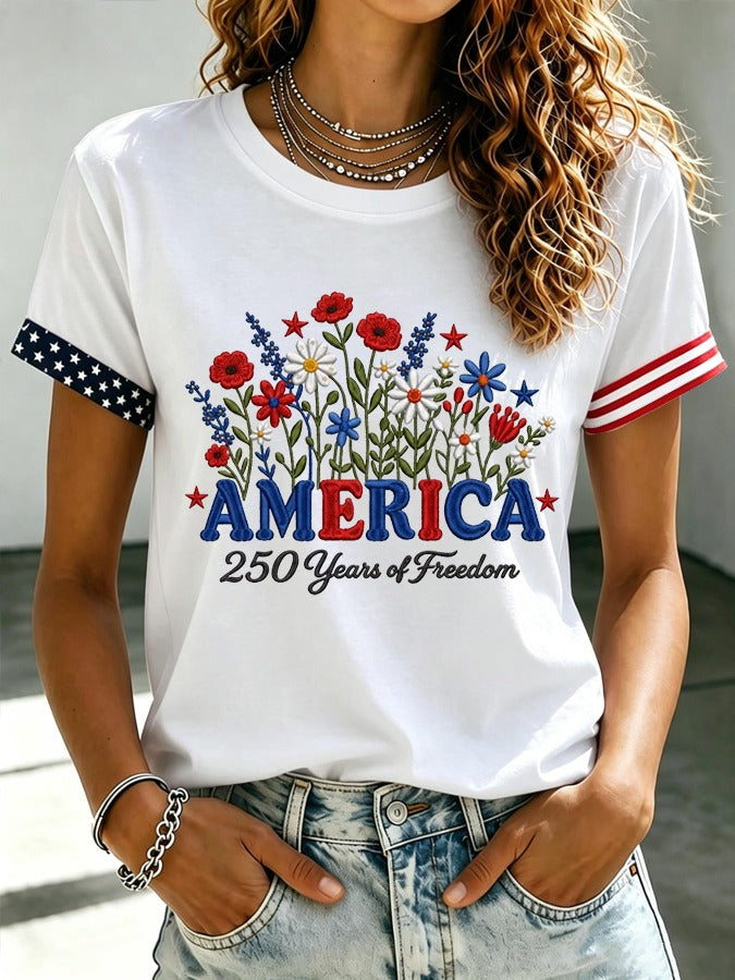 Women's 250 Years of Freedom Printed Shirt, 4th Of July Shirt, Patriotic Womens Tee