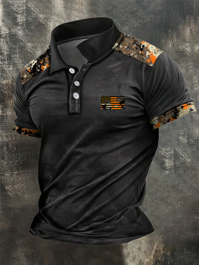 250th Anniversary Camo Distressed Black Patriotic Golf Shirt, 4th Of July Golf Shirt, Golf Shirts For Men