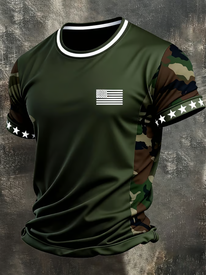US Flag Logo 250th Anniversary Green Camo Patriotic Golf Shirt, 4th Of July Golf Shirt