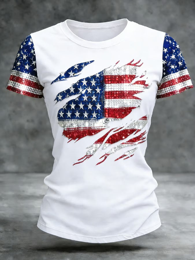Women's Ripped American Flag Shirt, 4th Of July Shirt, Patriotic Womens Tee