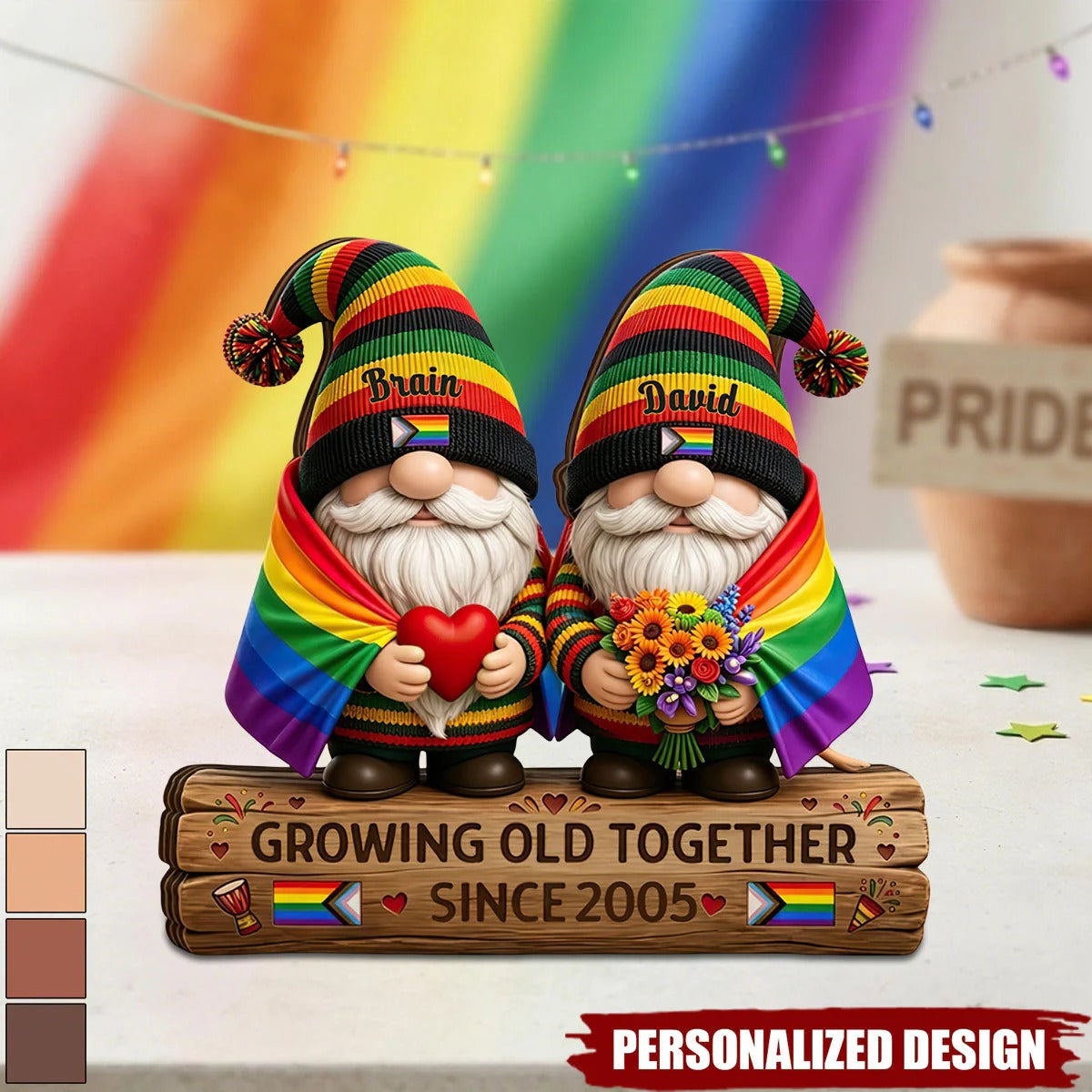 Growing Old Together Wood Plaque, LGBTQ Anniversary Gift, Pride Decor
