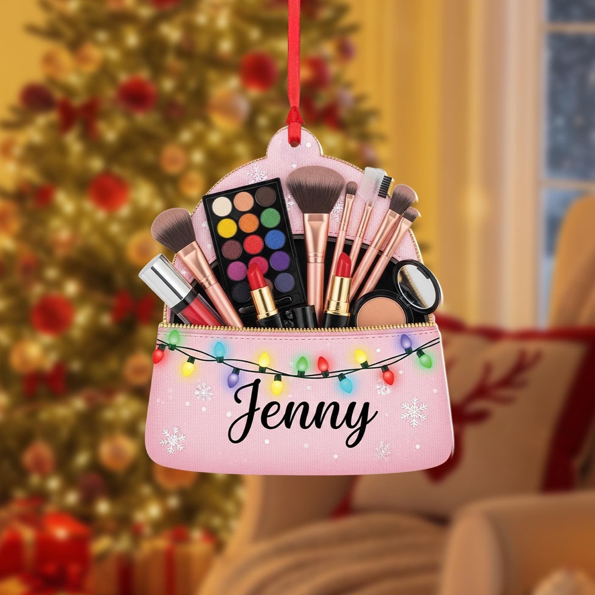 Custom Makeup Bag Ornament, Gifts For Makeup Lovers, Wedding Gift, Custom Christmas Gift