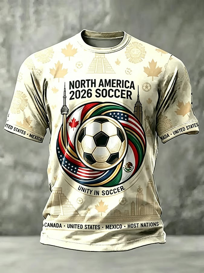 2026 North America Beige Shirt, American Soccer Stadium Gifts, Unisex Gameday T-Shirts