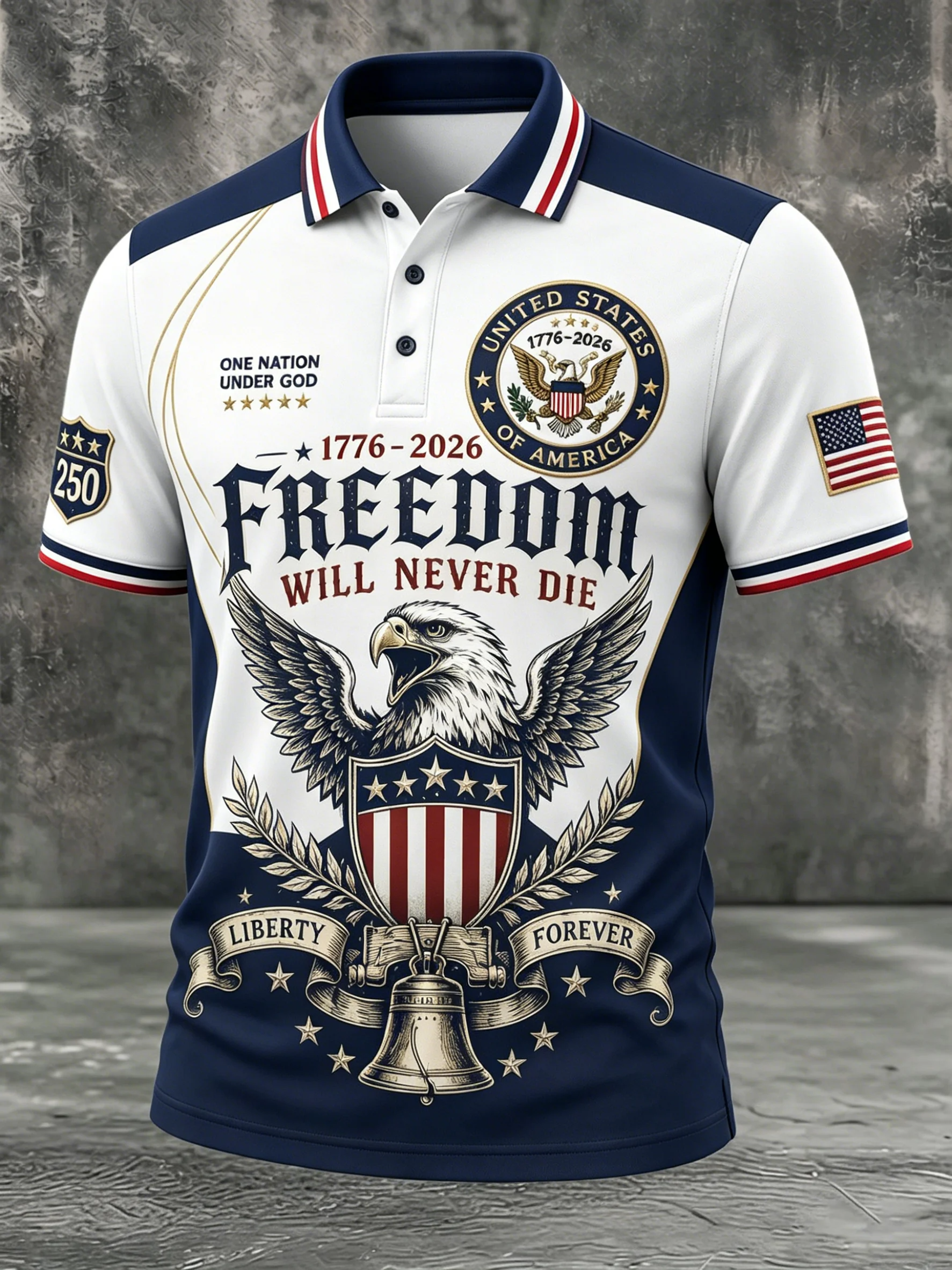 Freedom Will Never Die Eagle USA 250th Anniversary Polo Shirt, Patriotic Shirt, America 250 Years Shirt