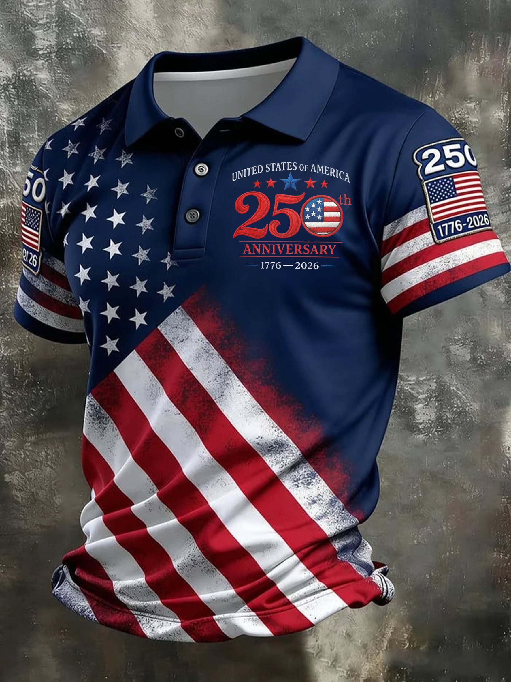 United States Of America 250th Anniversary Polo Shirt, Patriotic Men's Polo Shirt, 4th Of July Shirts For Men