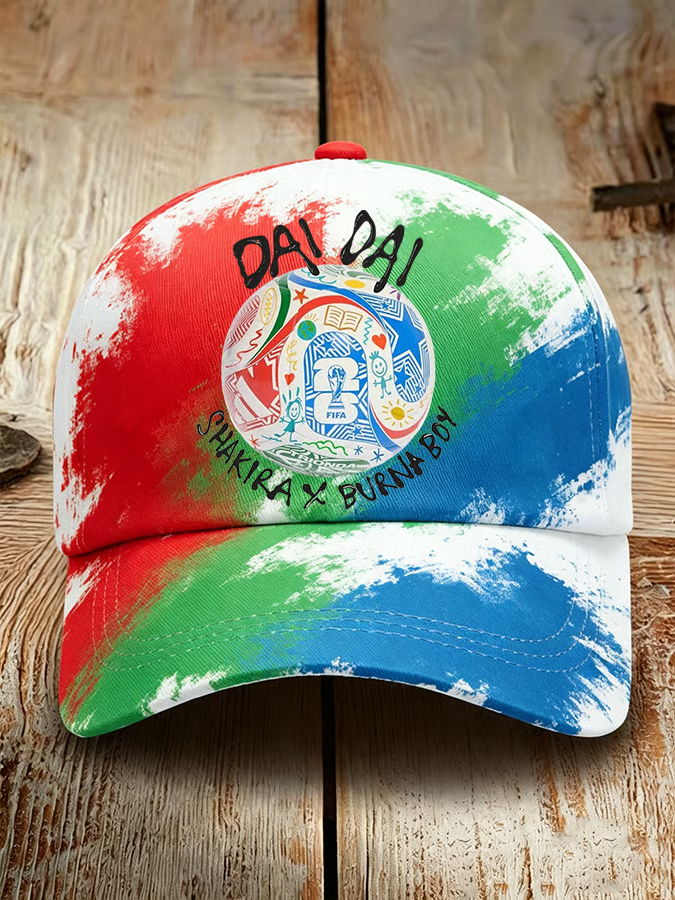 Football Theme Song Retro Print Baseball Cap, Soccer Fans Caps Unisex Adjustable Cap