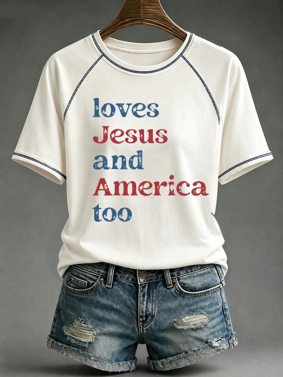 Women's Loves Jesus and America Too Shirt Women's Christian T-shirts, Christian Gifts