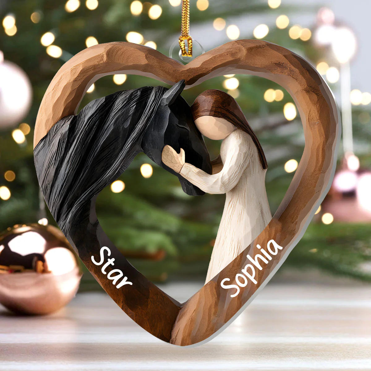 Equestrian Bond Acrylic Ornament, Custom Name Gifts For Horse Lovers, Horse Farm Christmas Home Decor