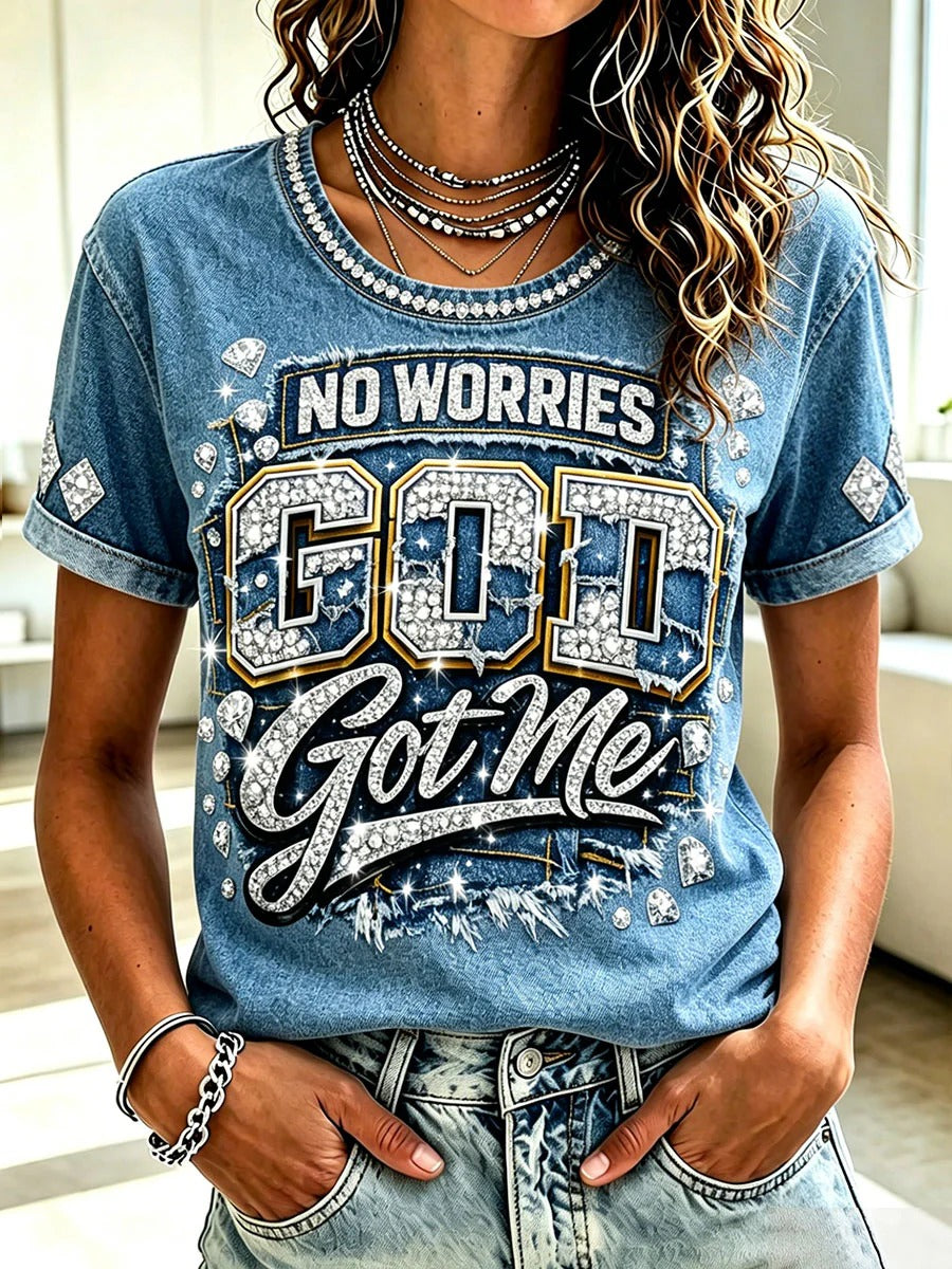 No Worries God Got Me Women's Christian Women V-neck T-shirts