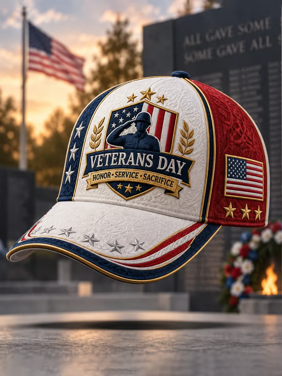 Veterans Day Soldier Salute Baseball Cap, American Flag Hat, Mens Veteran Cap