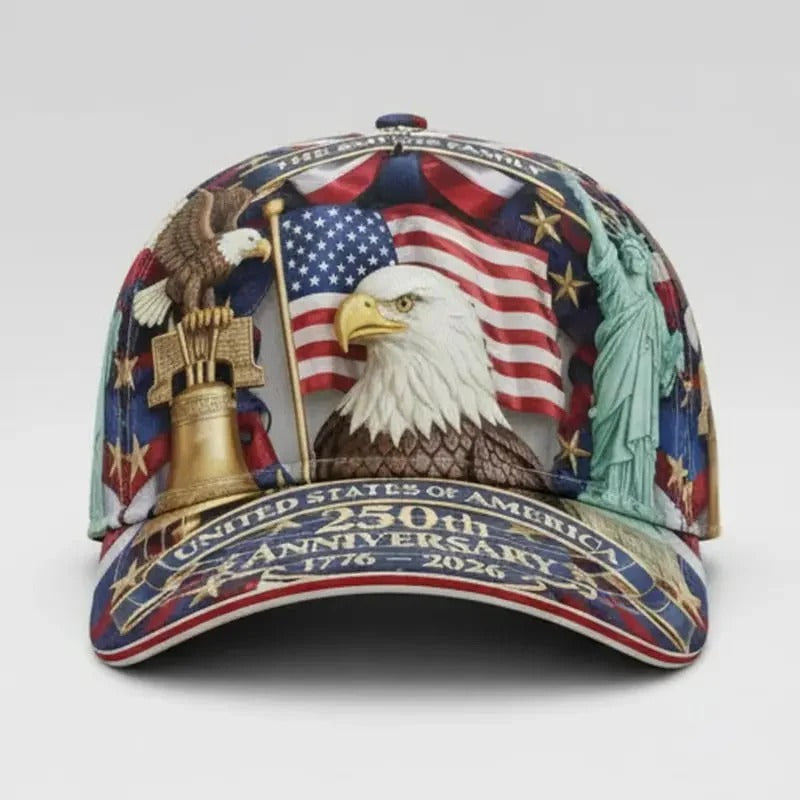 America 250 Patriotic Hat, American Eagle USA Cap, America 250 Celebrations