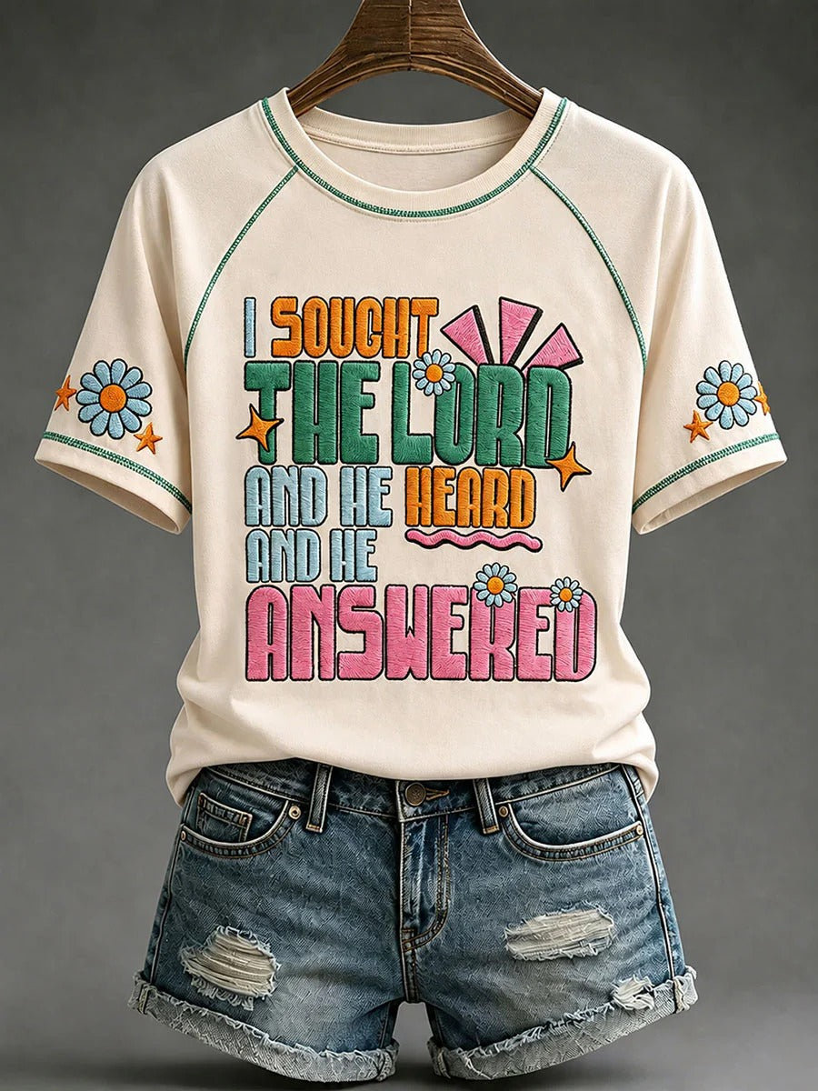 I Sought The Lord And He Heard And He Answered T-shirts Women Christian Shirt