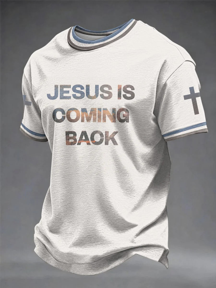Men's Faith Jesus Is Coming Back Printed Shirt, Christian Gifts For Men