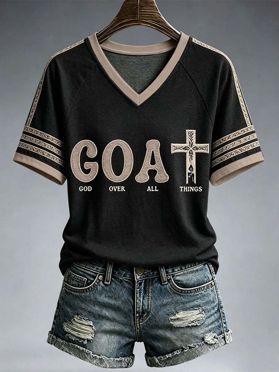 Women's God Over All Things T-Shirt Women's Christian V-neck T-shirts