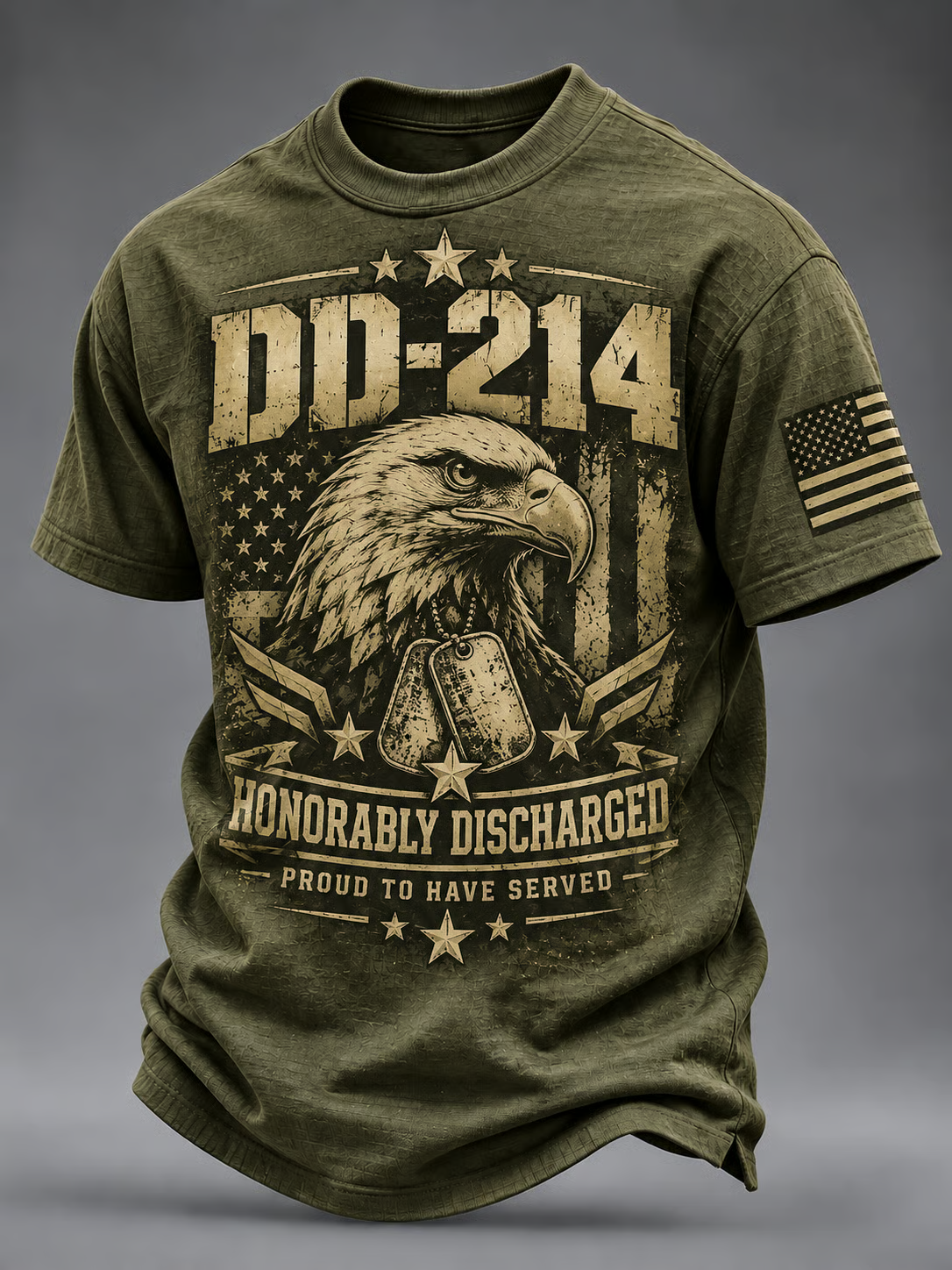 DD-214 Honorably Discharged T-Shirt, Veteran Shirt For Men, American Flag Shirt
