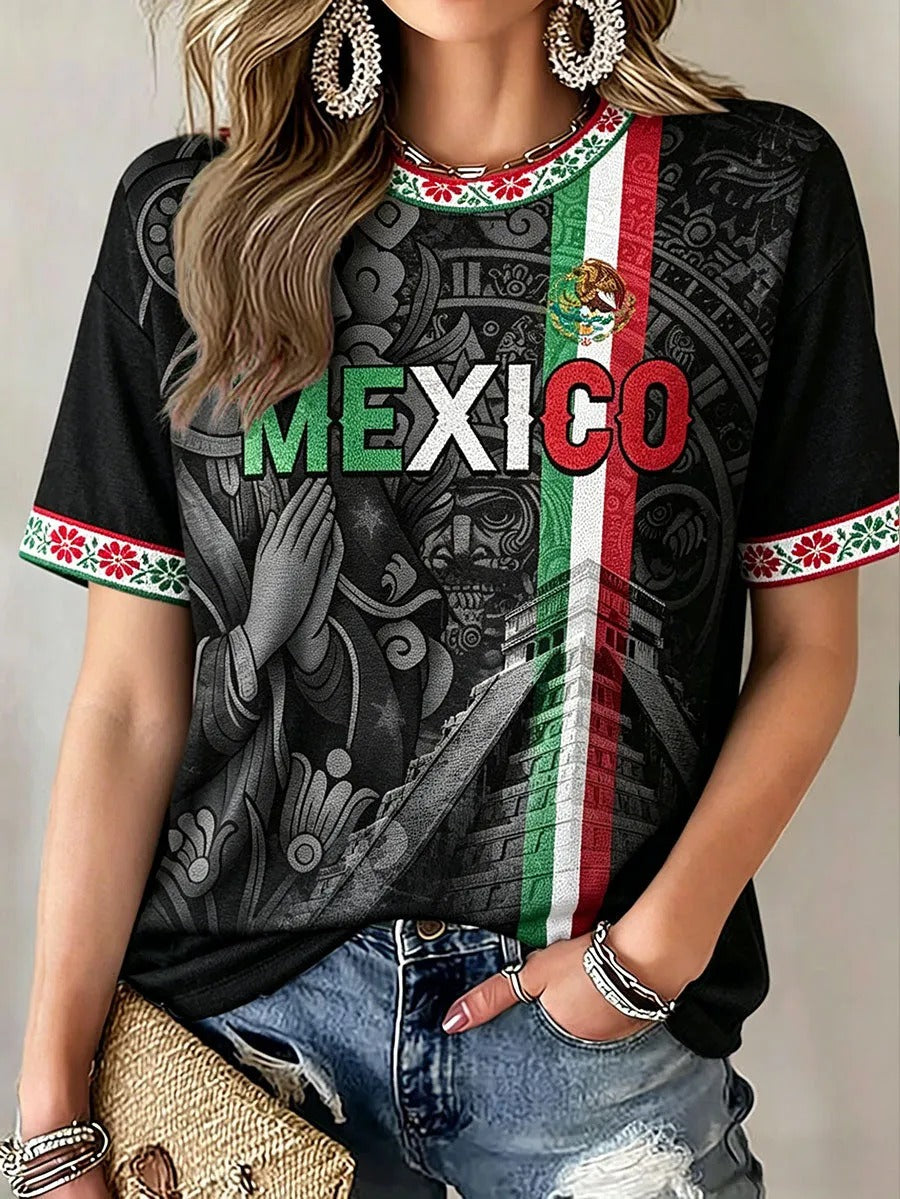 Mexico Aztec Sun Stone Champion V-neck Shirt, Half Time Show Gameday Shirts, Womens Soccer Shirts