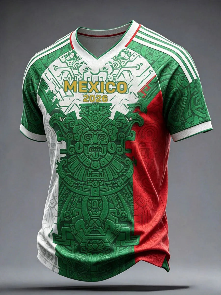 Mexico Aztec Heritage Green Red T-Shirt, Soccer Champion Gameday Shirts, Soccer Fan Gift