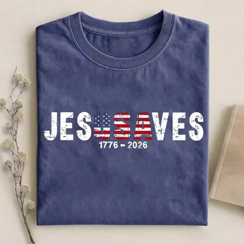 Jesus Saves 1776 2026 Patriotic T Shirt, Christian T Shirt, 4th Of July T Shirt, American Flag T Shirt