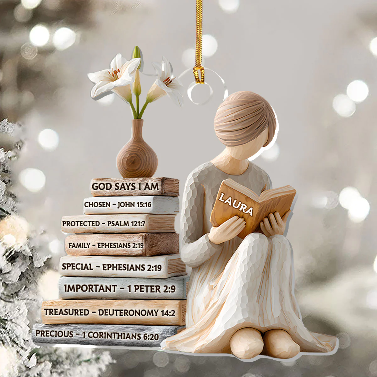 Personalized Just A Girl Who Loves Books Ornament, Book Lover Ornament, Christian Christmas Gifts