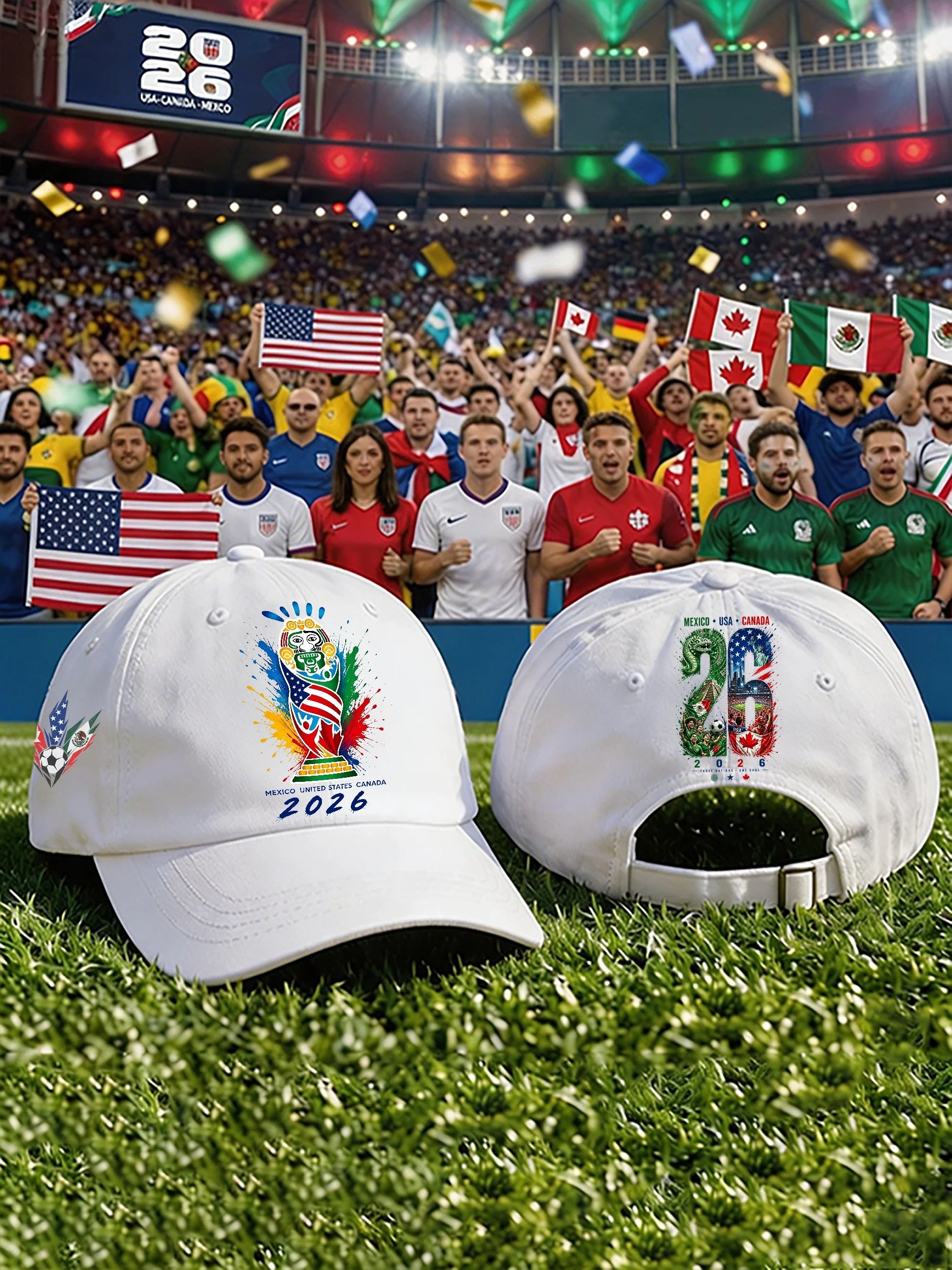 Retro 2026 Soccer Mexico United States Canada Print Baseball Cap, Soccer Fans Caps Unisex Adjustable Cap