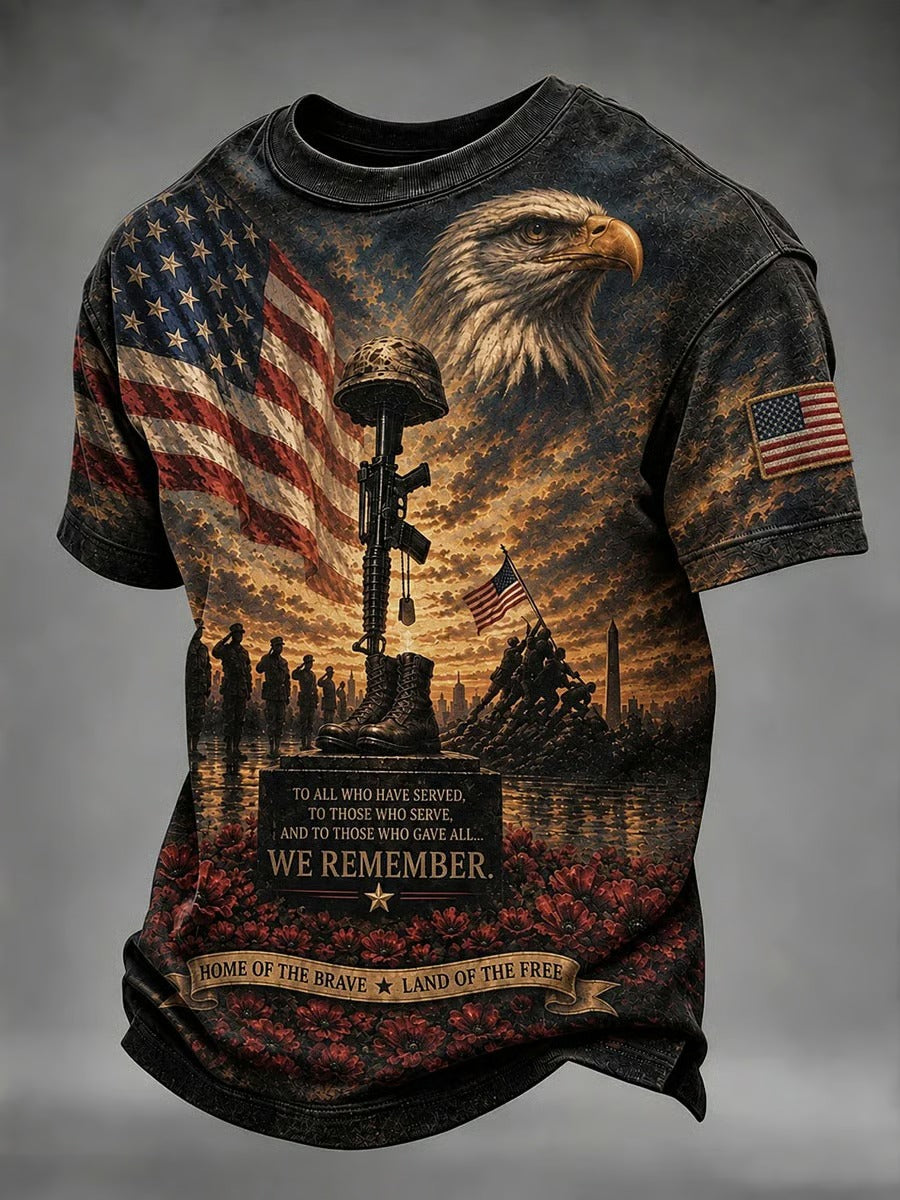 We Remember Eagle Flag T-Shirt, Veterans Day Shirt, USA Military Shirts For Men