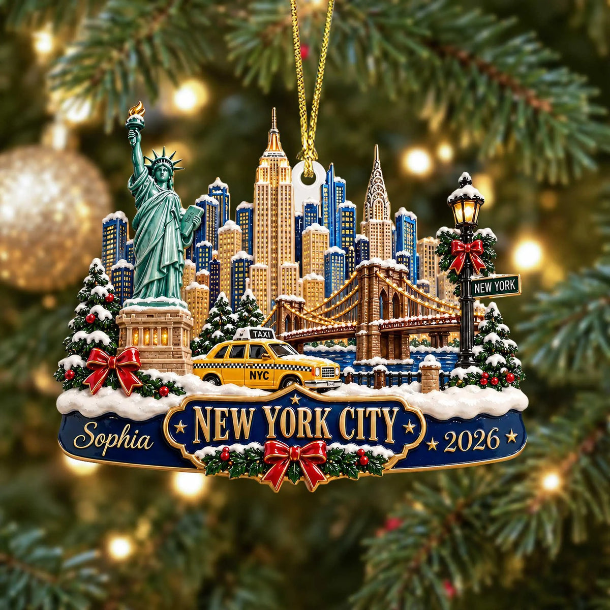 Personalized New York City Christmas Ornament, Acrylic Ornament, NYC Christmas Gift