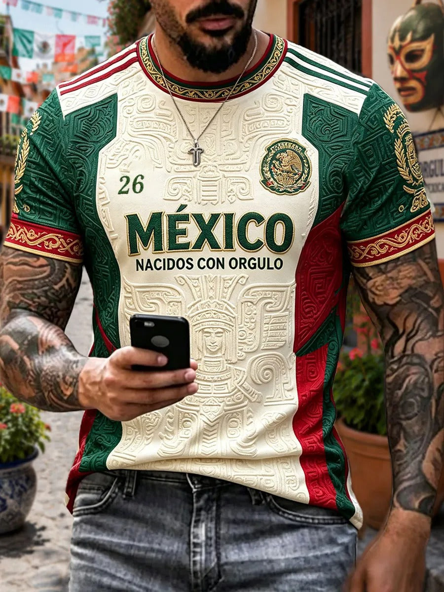 Mexico Aztec Printed Graphic Soccer Jersey, Mexico Soccer Shirt, Football Fan Gift