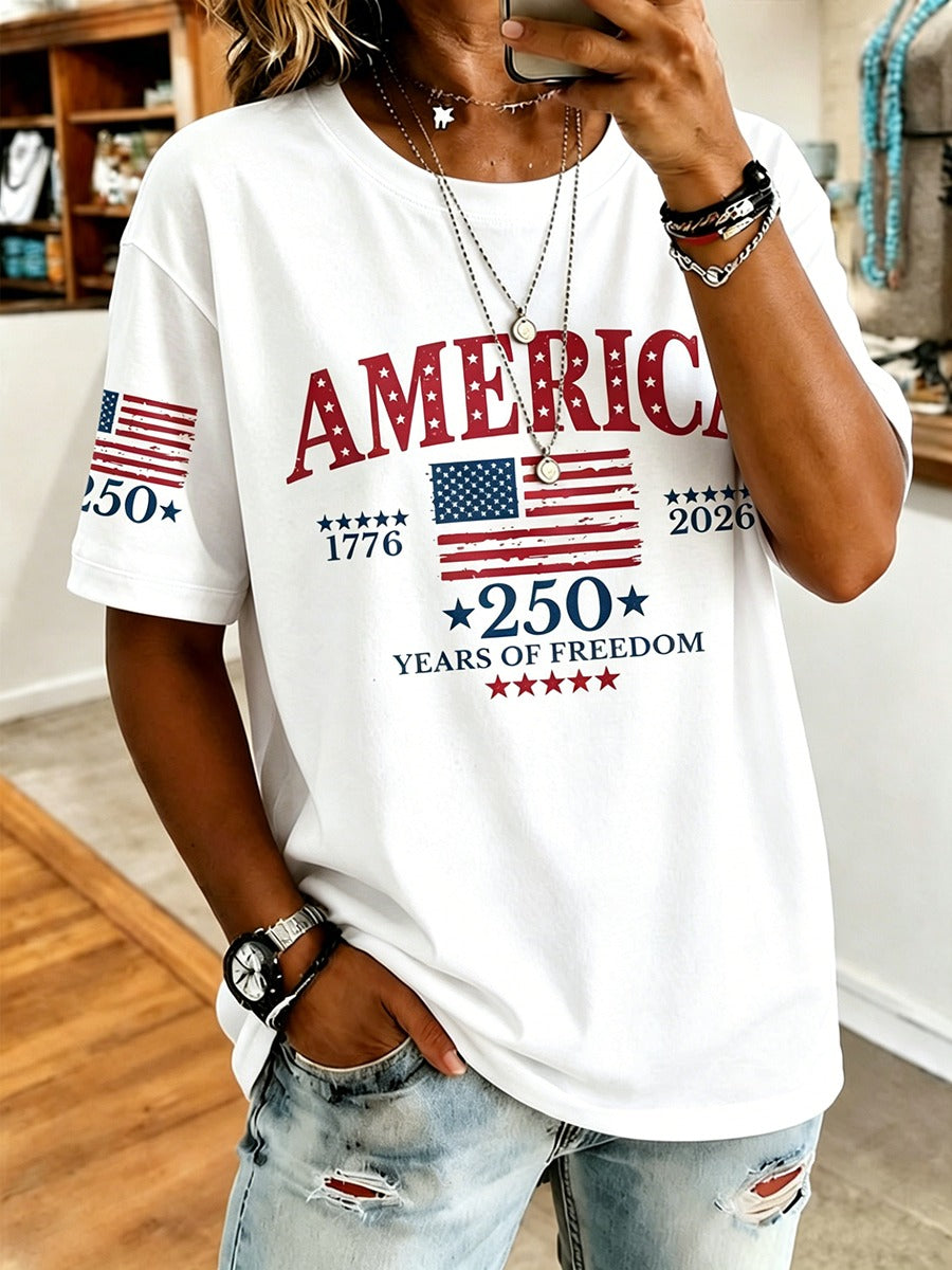 250Th Anniversary Freedom States Flag Shirt, 4th Of July Shirt, Patriotic Womens Tee