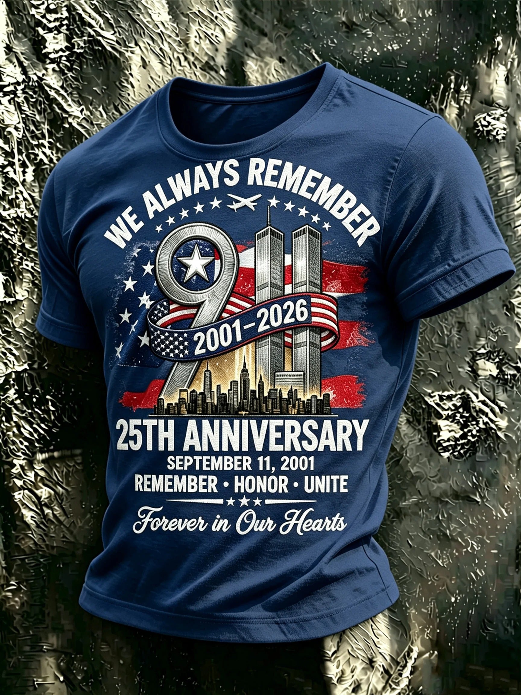 We Always Remember 911 25th Anniversary Shirt, Graphic T-Shirt For Men, Patriotic Shirt