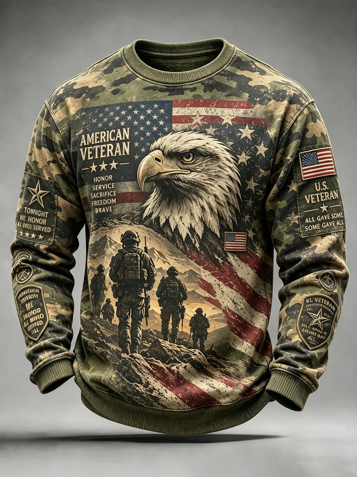American Veteran Eagle Camo Sweatshirt, Veterans Day Shirt, USA Patriotic Shirt