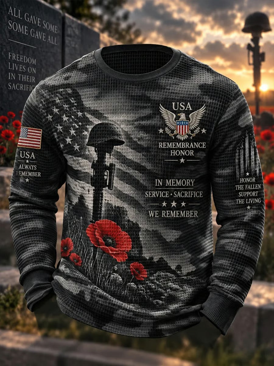 We Remember Poppy Long Sleeve Shirt, Veterans Day Shirt, Mens Military Shirt