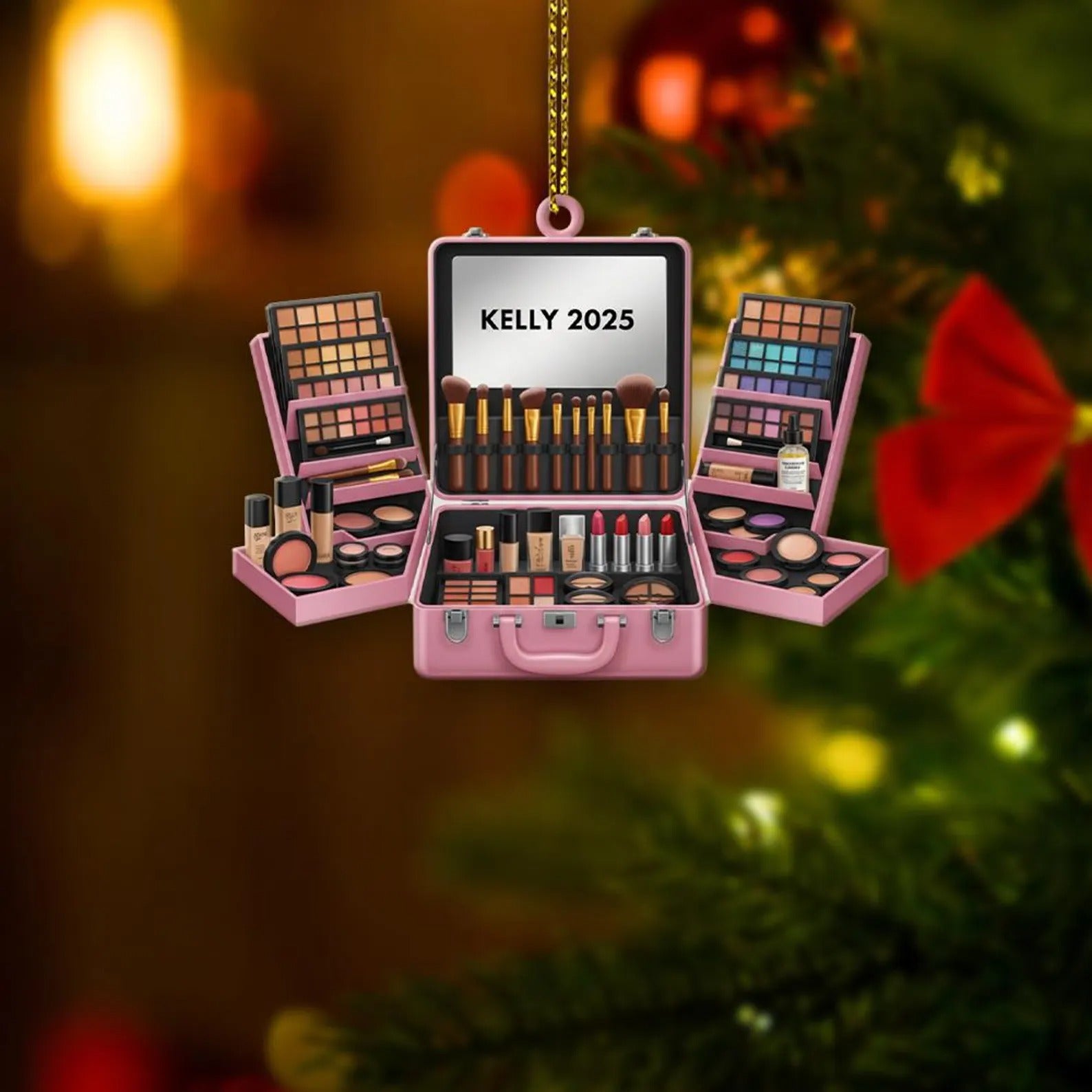 Custom Makeup Bag Ornament, Gifts For Makeup Lovers, Birthday Gift for Her, Makeup Lover Gift