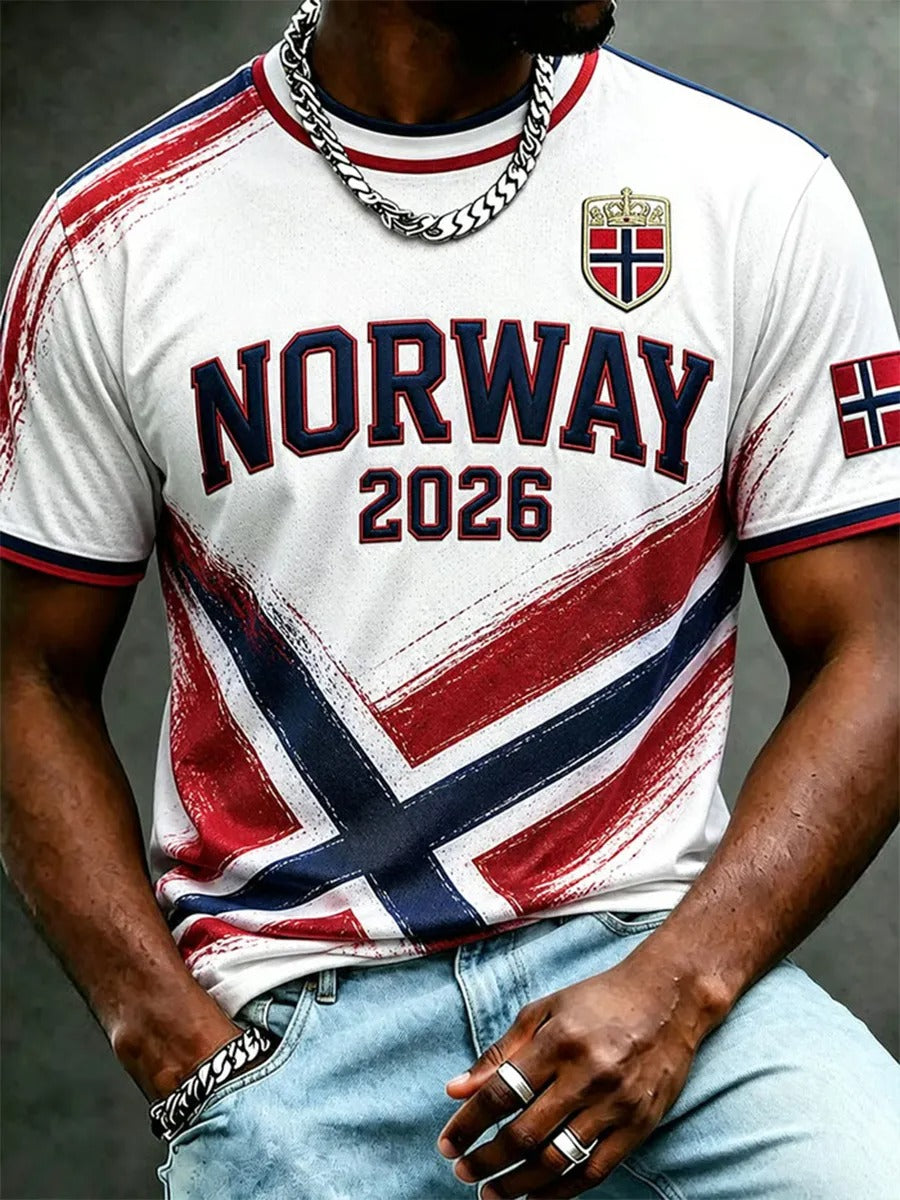 Norway Flag Graphic Soccer Shirt, Soccer Shirt, National Team Jersey, Football Matchday Shirt